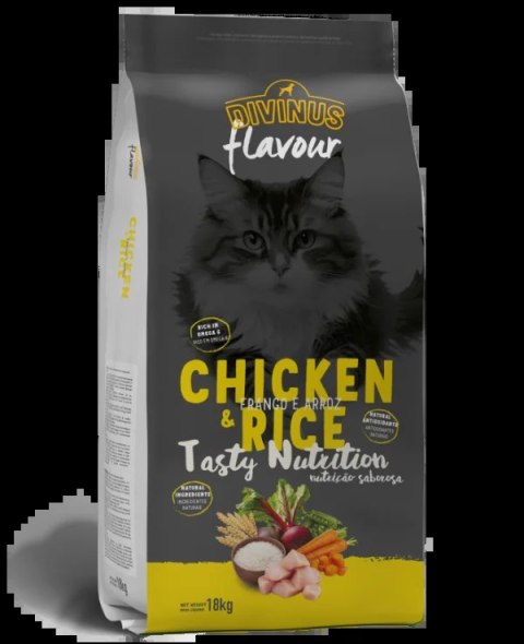 Divinus FLAVOUR dla dorosłego kota - kurczak z ryżem 18 kg